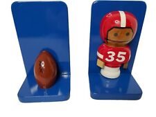 Vintage 1984 Pair of Pippen Hill Handmade Wooden Football Themed Book Ends. picture