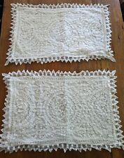 Superb Set of 2 Vintage Battenburg Lace Cotton Pillowcase Sham Ivory Cream Pair picture