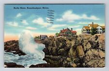 Kennebunkport ME-Maine, Rocky Shore, c1973 Vintage Postcard picture