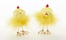 New Spring Easter Peeps 2 YELLOW FLUFFY CHICK COUPLE  FIGURINE Feather Figure 3