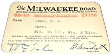 1935 1936 MILWAUKEE ROAD EMPLOYEE PASS #29380 picture