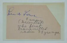 Lee de Forest Hand Signed 4.5x 2.75 Cut On 3x5 Index Card Inventor Radio picture