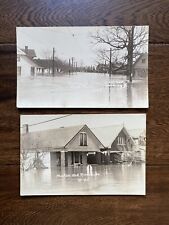 Evansville Indiana Flooded Streets Riverside Governor & Morton 2 Vintage Photos picture