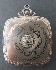 Antique Compact 14k White Gold Top Belais Ripley & Gowen Shield Symbol Carriage picture