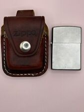 Vintage 2011 Chrome Zippo Lighter NEW & Brown Leather Zippo Pouch picture