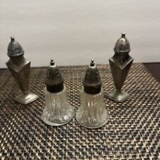 Vintage Glass  and Silver Plated salt and pepper shakers Lot picture