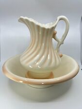 1940s Vintage over-sized Pitcher and Basin set with peach ivory color 13