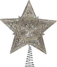 Kurt Adler 13.5-Inch Star Treetop with Ivory Pearls and Platinum Glass Glitter picture