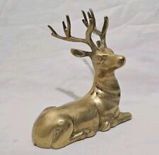 Vintage Brass Sitting Stag/Deer/Buck ~ 5”Long 5.5
