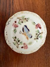 Vintage Zsolnay Hungary Hand Painted Butterfly Floral Trinket Dish,  3 1/2