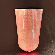 Shawnee USA Pottery Coral Pink Burlap Pinched Vase Tall Pottery Vessel Vase Vtg picture
