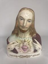 Vintage 1950s Napco Giftcraft Sacred Heart Jesus Porcelain Bust Statue Figure 6” picture