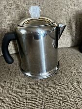 VTG Farberware Stove Top Percolator Coffee Pot Stainless  12 Cup Rare Blue Glass picture
