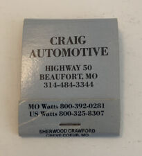 Vintage Craig Automotive Matchbook Ad Souvenir Full Unstruck Matches Missouri picture