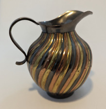 Vintage Multi-Toned Brass Pitcher 6.5 Inches Tall Twirl Design picture