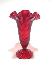 Vintage Fenton Ruby Red Vase Scallop Edge 8” Excellent Condition picture