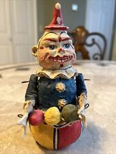 RARE  Poliwoggs Jointed Colorful Folk Art Clown 6.5” Tall picture