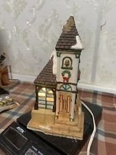 RARE Holiday Time Vintage Village Church Christmas Lighted with Box picture