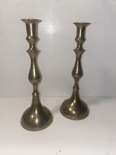 Vintage Pair of 11” Brass Candlesticks Holders Made in India picture