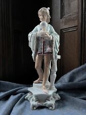 Antique Dresden Porcelain Figure - A Paige ( ? ) with Cup & Plate picture