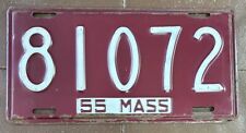 Massachusetts 1955 License Plate # 81072 picture