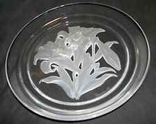 T. Yamamoto Cut Glass Lilies Lily Crystal Plate 8 1/4