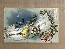Rafael￼ Tuck Christmas Eve Greetings Moon Holly City Snow Vintage c1908 Postcard picture