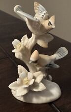 Vintage Waxwing Fine Porcelain Birds Floral Figurine Ucagco Japan. picture