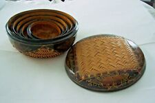 Vietnam Chinese Nesting Baskets Boxes Paper Mache Black Lacquer 5 Pc. Set picture