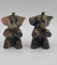 Vintage Ceramic Elephants Japan Trunks Up Mid-Century Set of 2  picture