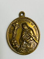 Antique English Saint Marguerite & Saint Francis Assisi Medal Pendant  picture