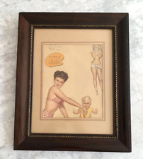 VTG 1948 Earl Mac Pherson Pin-Up Calendar Page - Framed Nurse Candy & Pappy READ picture