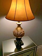 RARE 1940’S ANTIQUE GOLD LAMPS & MARBLE BASE LAMP PAIR picture