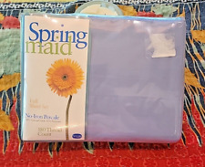 Vtg Springmaid Full Sheet Set Denim Blue 180 Thread Count Cotton Poly New NIP picture