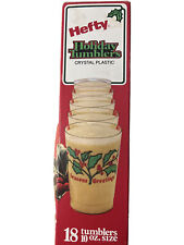15 Hefty Holiday Tumblers New old  Stock 1981 Christmas Crystal Plastic 10oz Cup picture