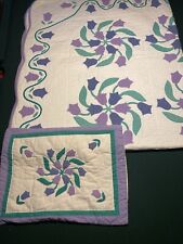 Nostalgia Home Romantic Spring Floral Queen Quilt 95” x 81” Purple Blue Green picture