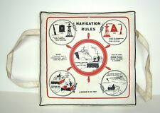 Vintage NAVIGATION RULES Ship Wheel BOAT SEAT CUSHION Life Preserver CRAWFORD picture