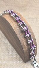 Purple & Rhinestone Biker Chain Bracelet Womens 8.5