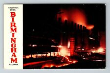 Birmingham AL-Alabama, Greetings, Night View Blast Furnace, Vintage Postcard picture