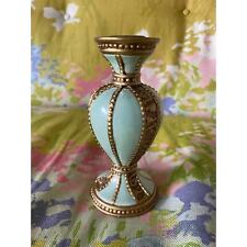 1990s fitz and floyd turquoise and gold ceramic candle holder baroque style picture