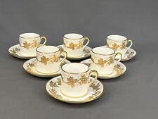 6 Hammersley & Co for Tiffany Demitasse Cup & Saucer Sets Gilt Grapes & Leaves picture