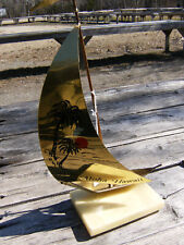Vintage Copper Sailboat w/ Marble Base Souvenir Aloha Hawaii  picture