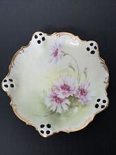 RS Rosenthal Moliere Bavaria Hand Painted Nut Dish 6” Pink Peonies Gold Antique  picture