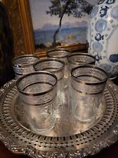 Vintage Silver Gilt Etched Juice Glasses, Set of 6, Anthropologie Style picture