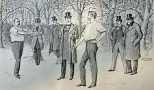 1897 Vintage Illustration Men Getting Ready to Fight A Duel With Swords picture