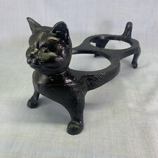 Cast Iron Black Cat Pet Food Water Raised Heavy Dish Bowl Holder Stand Vintage picture