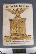 NY STATE Militia M1881 HELMET PLATE New York with Attachment Wires on Card picture