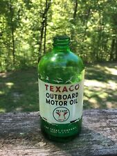 Vintage Green Glass Texaco Outboard Motor Oil Bottle - No Lid picture