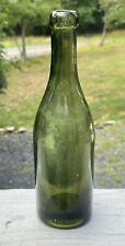 Antique Early 19th C. Olive Green Glass Three-Piece Mold Bottle Victorian picture