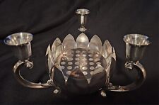 Vintage Reed Barton Silver Plate Triple Lotus Candle Holder  picture